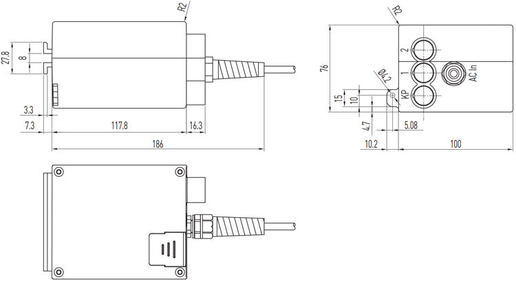 Dimensions - Hiwin Linear Actuator Controller - LAK2D