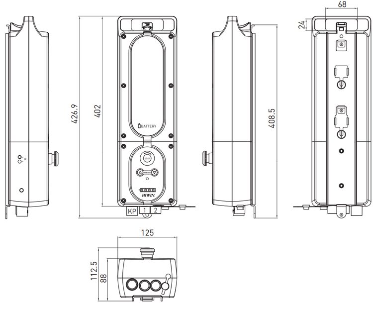 Dimensions - Hiwin Linear Actuator Controller - LAK2J