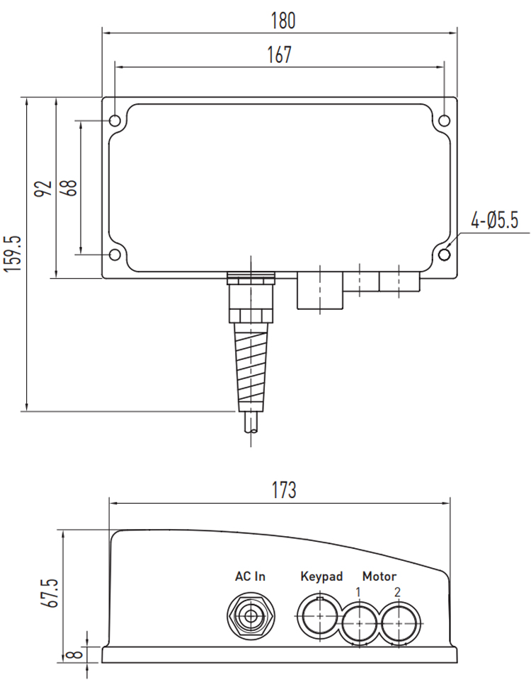 Dimensions - Hiwin Linear Actuator Controller - LAK2LR