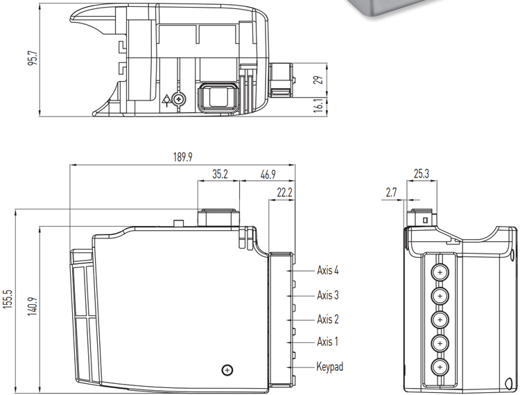 Dimensions - Hiwin Linear Actuator Controller - LAK4D