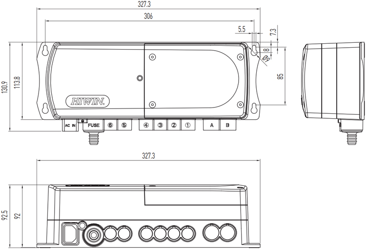 Dimensions - Hiwin Linear Actuator Controller - LAK6B