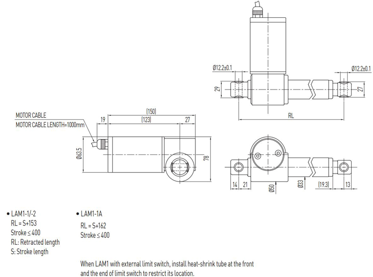 Dimensions - Hiwin Linear Actuator - LAM1