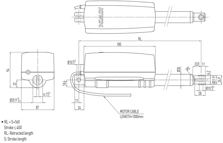 Dimensions - Hiwin Linear Actuator - LAN4