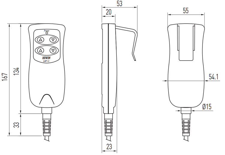 Dimensions - Hiwin Linear Actuator Keypad - LAP1