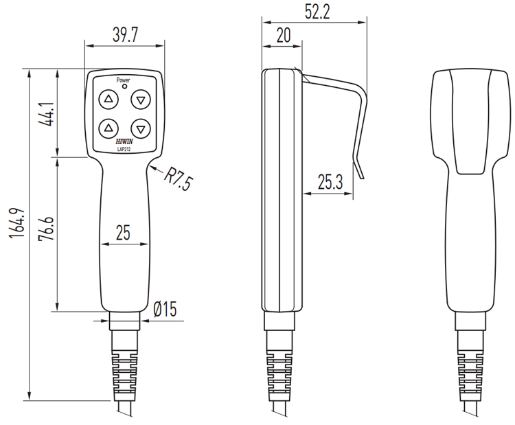 Dimensions - Hiwin Linear Actuator Keypad - LAP2