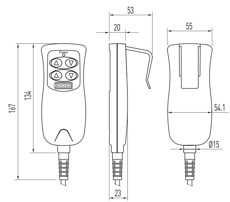 Dimensions - Hiwin Linear Actuator Keypad - LAP3