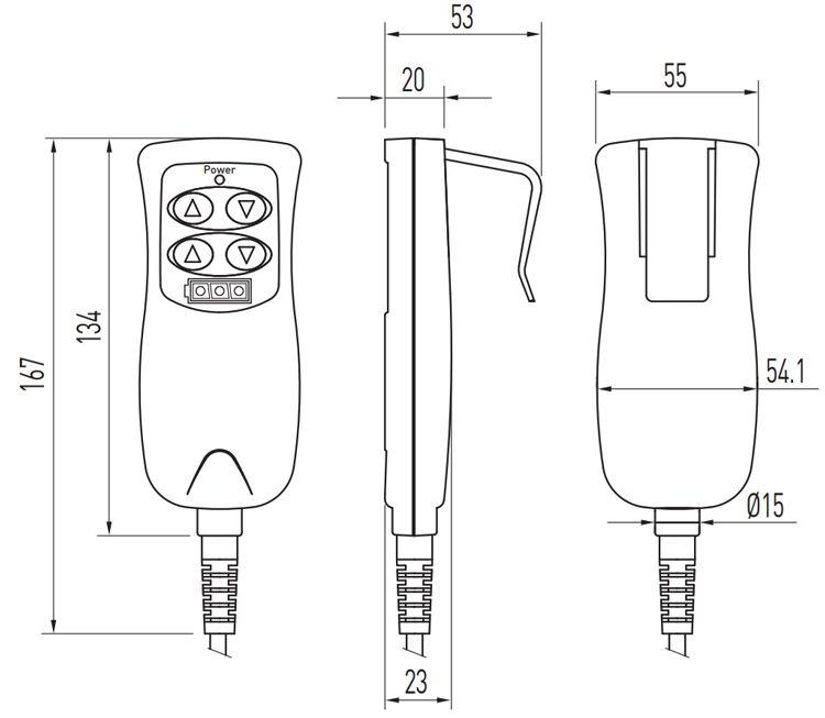 Dimensions - Hiwin Linear Actuator Keypad - LAP3N