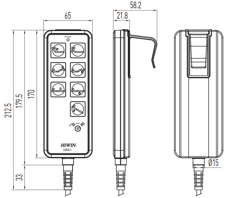 Dimensions - Hiwin Linear Actuator Keypad - LAP4G