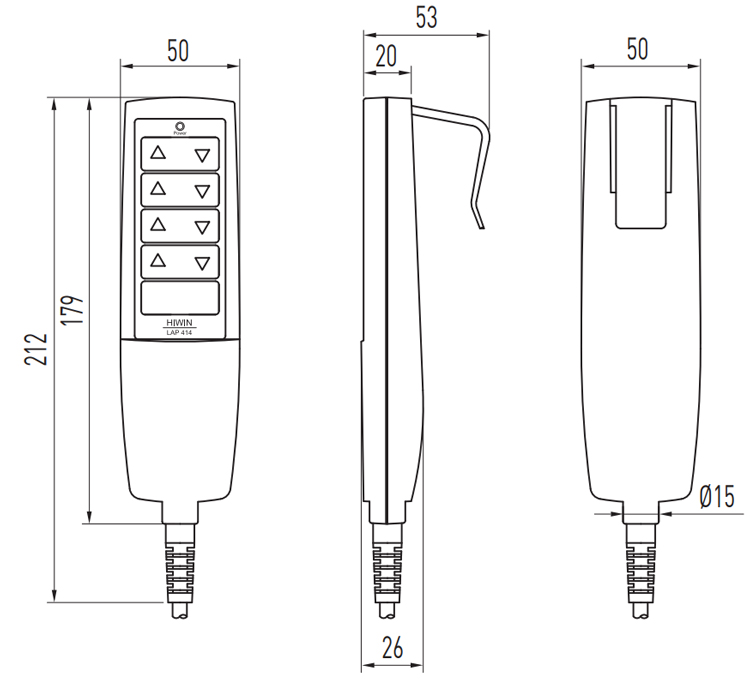 Dimensions - Hiwin Linear Actuator Keypad - LAP4N