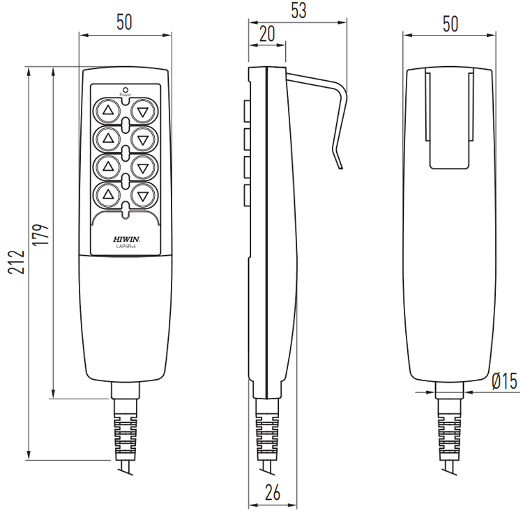 Dimensions - Hiwin Linear Actuator Keypad - LAP4R