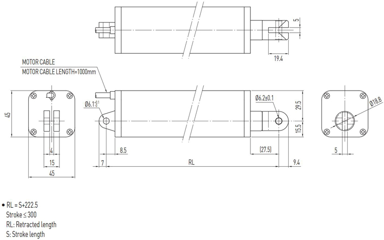 Dimensions - Hiwin Linear Actuator - LAS4