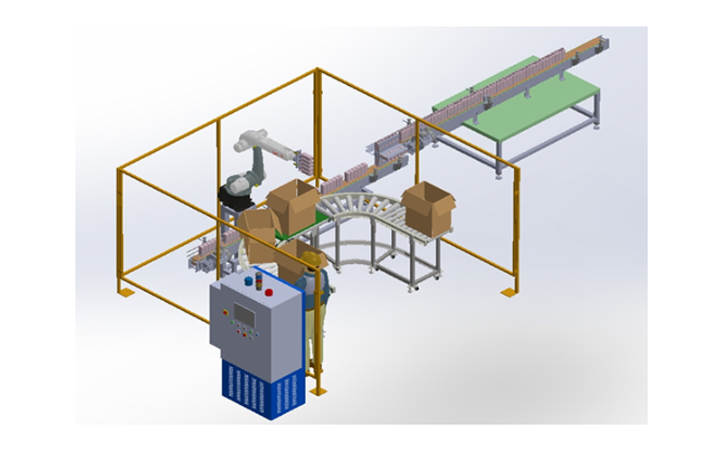 Robot Pick and Place bottle to box Casepacking